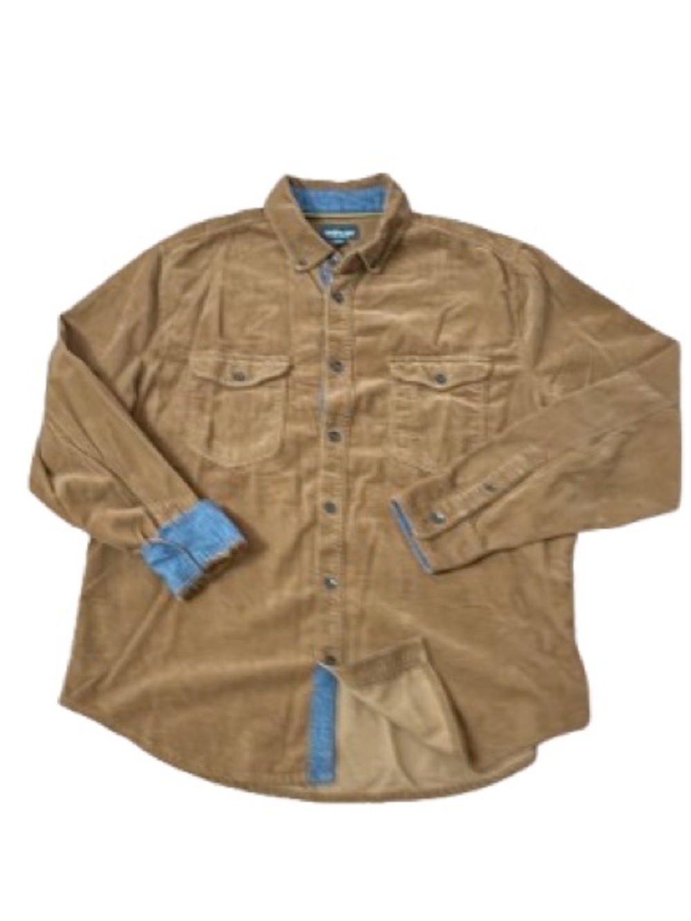 Jeremiah Men’s L Brown Corduroy Button-Up Shirt Chambray Trim Workwear